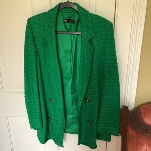 ZARA green tweed blazer